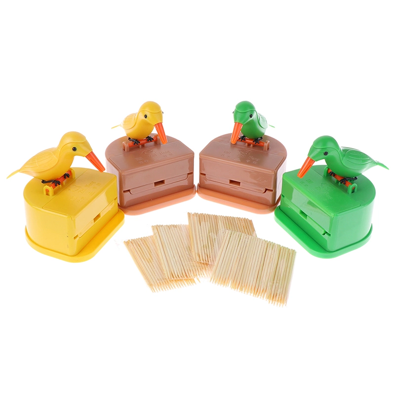 Small Bird Toothpick Container Automatic Dispenser Toothpick Holder Storage Box Bamboo Toothpicks